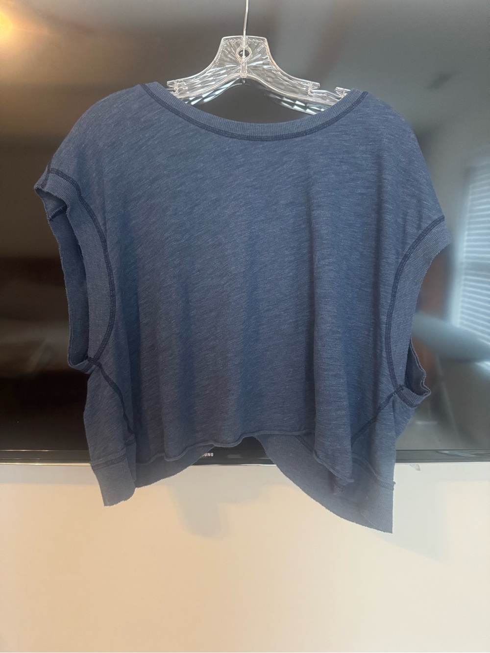 FP Movement by Free People Heather Navy Drop-Shoulder Crop Tee